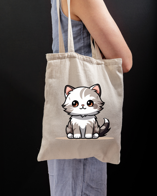 Purrfect Prints: Custom Cat Printed Totebag | eco-friendly life | Canvas Tote  100% Cotton  Double Stitched  Long Handle  Eco-Friendly Nature  Stylish  No Minimum